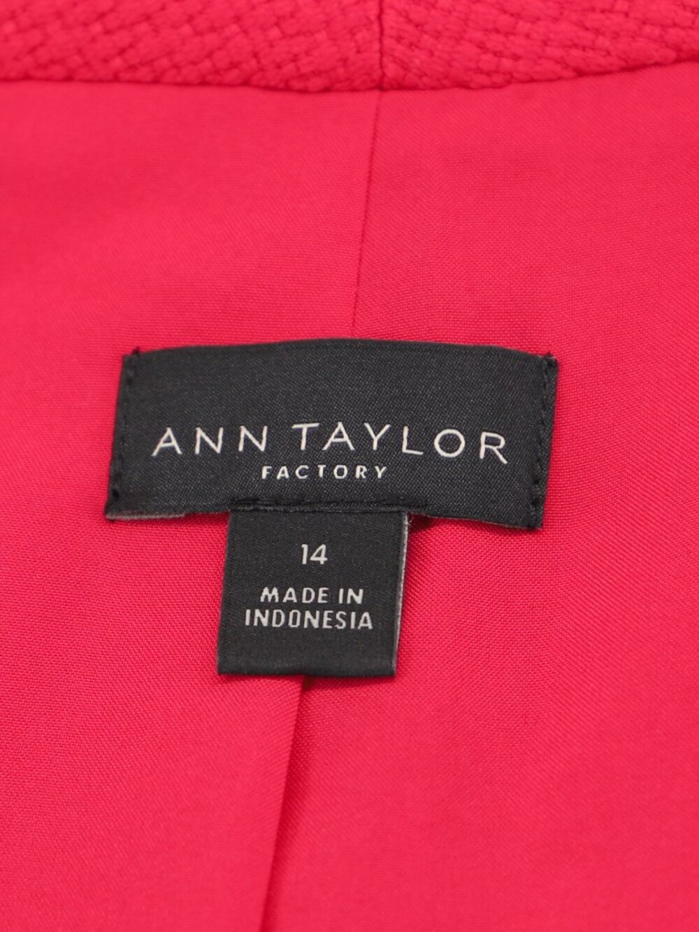 ANN TAYLOR Cropped Open Front Woven Blazer Candy Red Size 14 - Picture 5 of 7